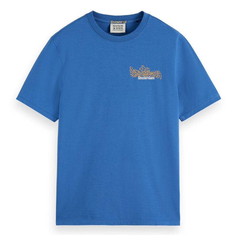 Smart Blue Regular Fit Front Back Artwork T-Shirt