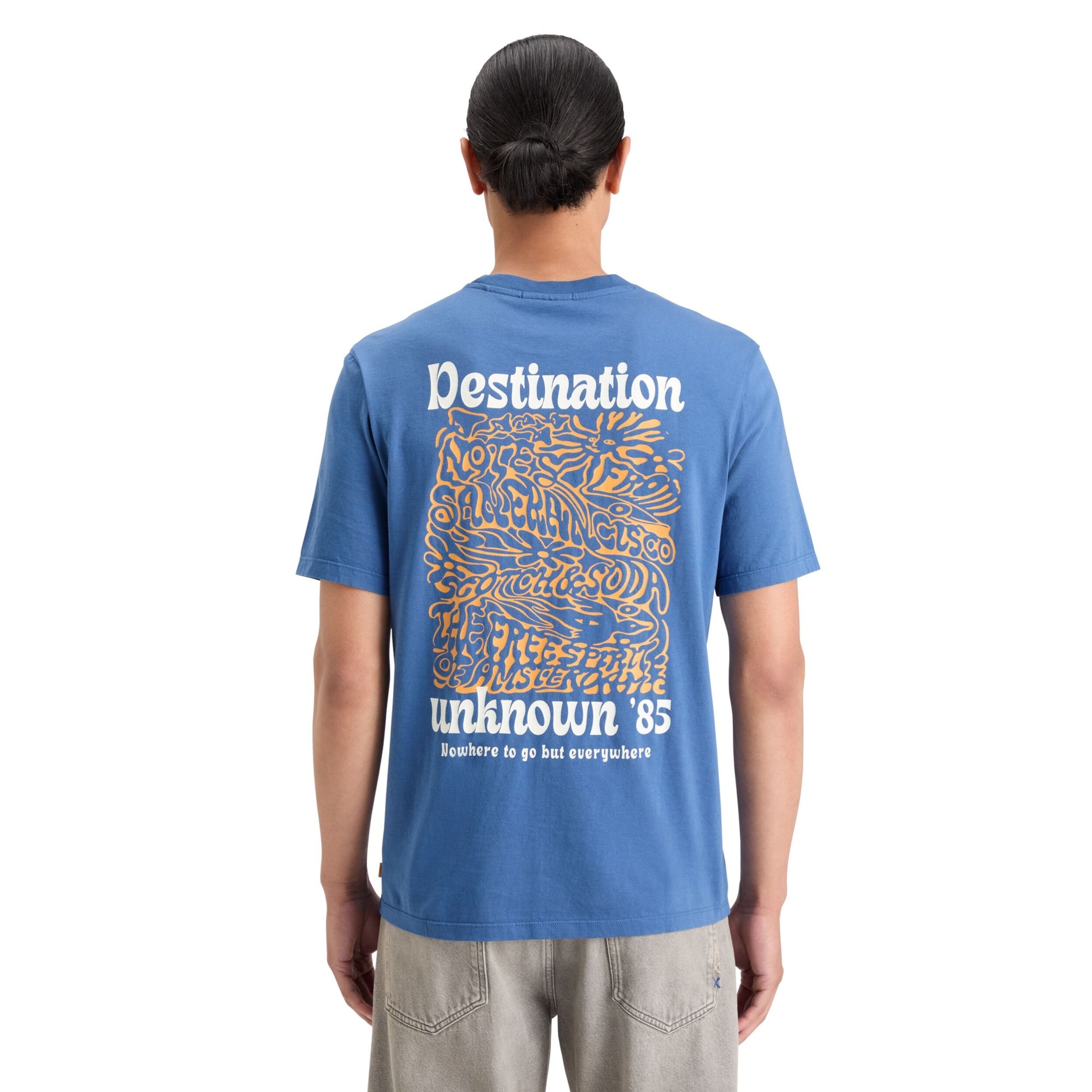 Smart Blue Regular Fit Front Back Artwork T-Shirt