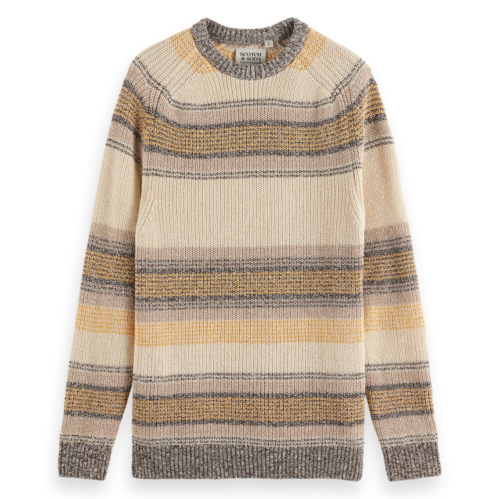Brown Stripe Gradient Cotton Stripes Sweater