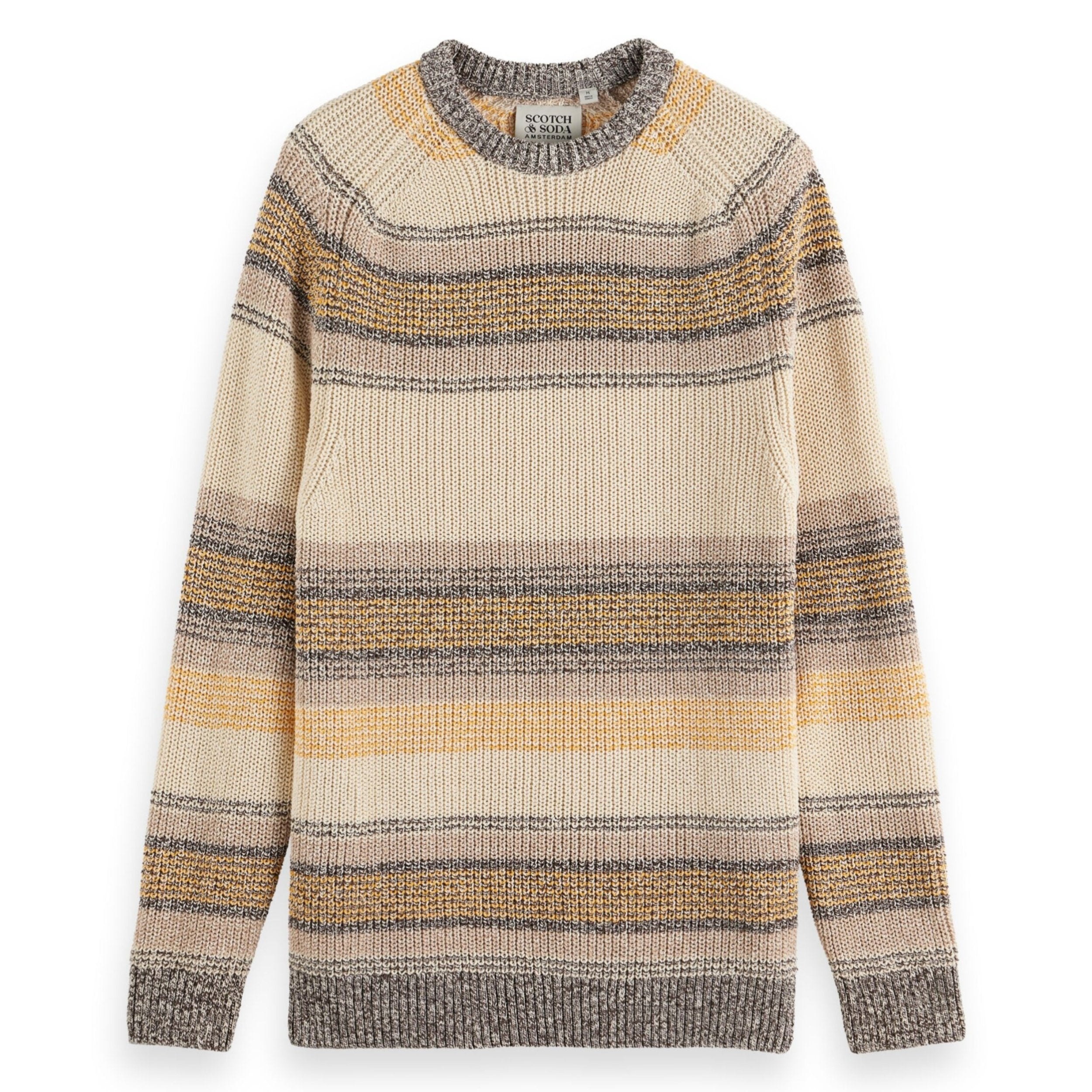 Brown Stripe Gradient Cotton Stripes Sweater