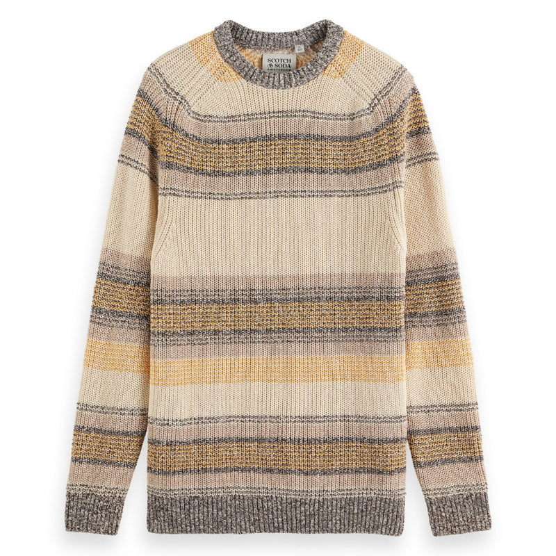 Brown Stripe Gradient Cotton Stripes Sweater