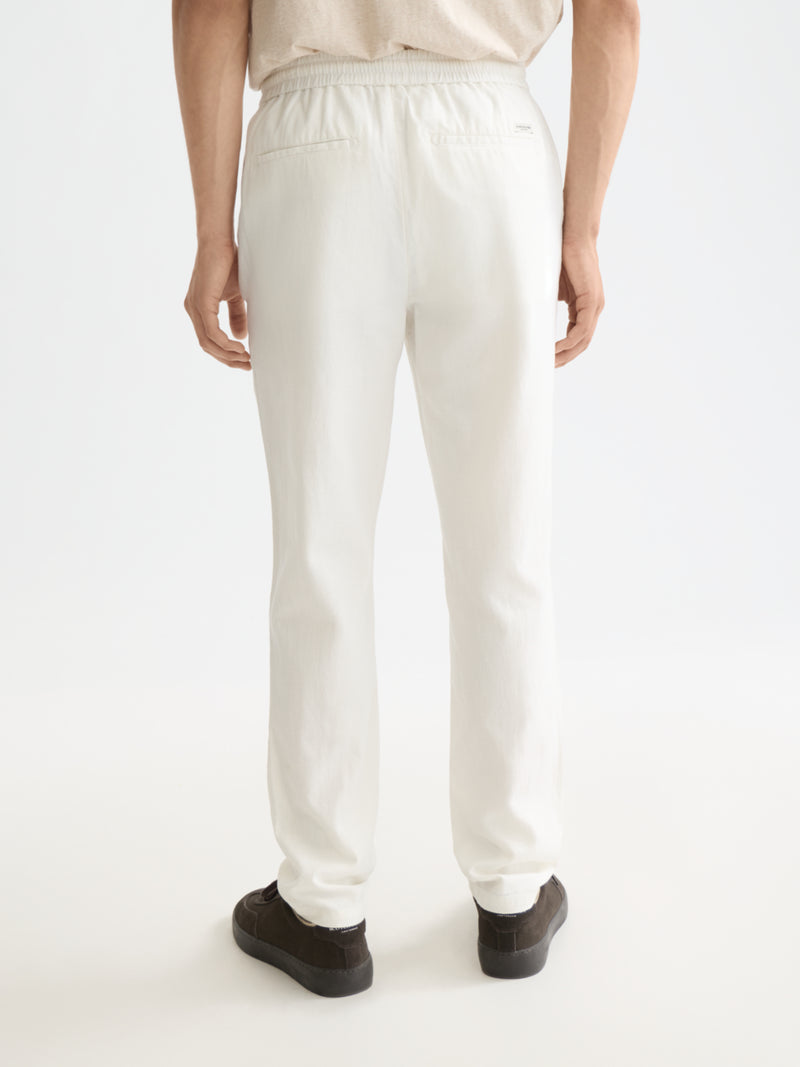 Core  Warren  Cotton/ Linen Twill Jogger - Off White