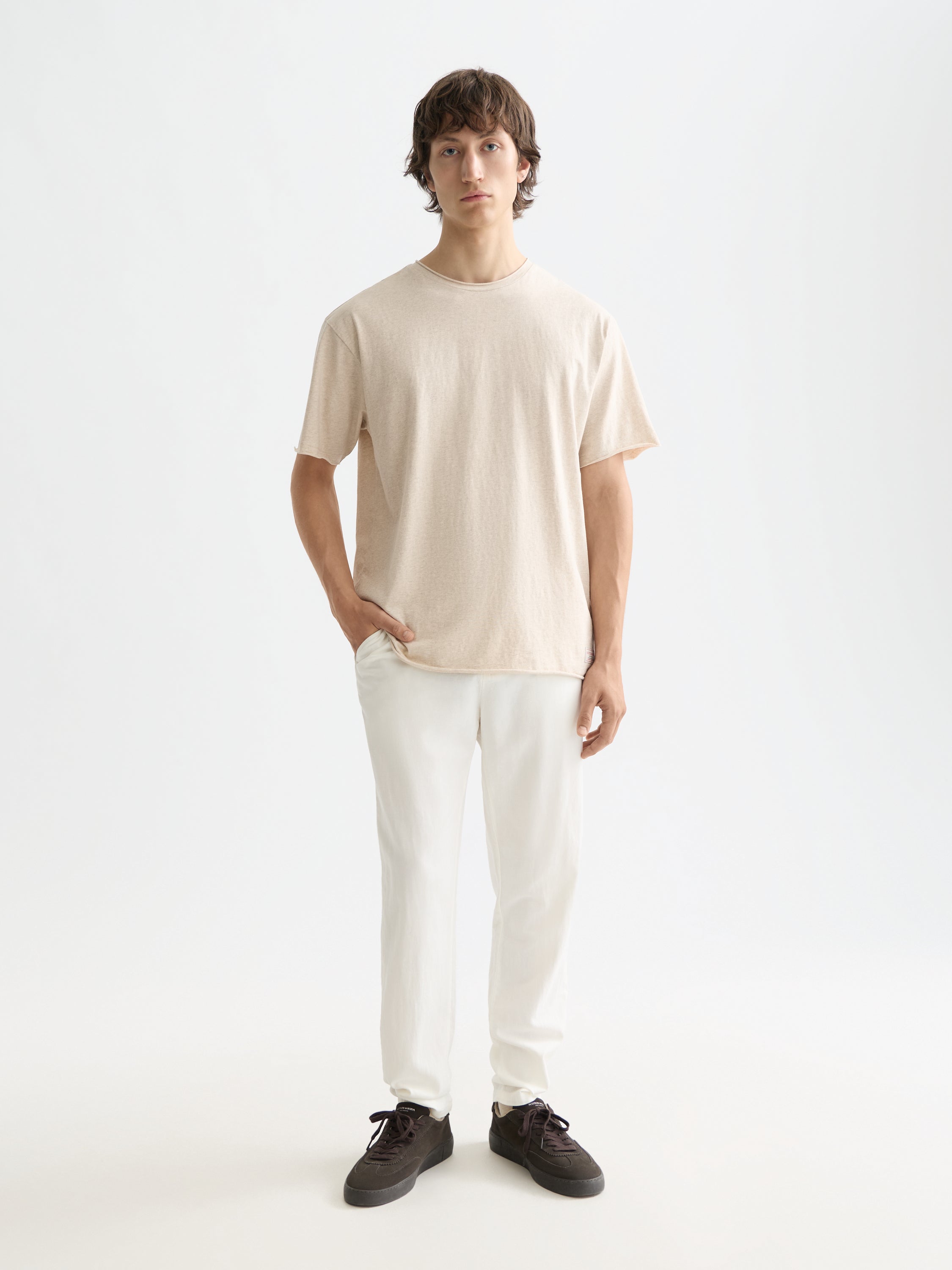 Warren  Cotton Linen Twill Jogger - Off White