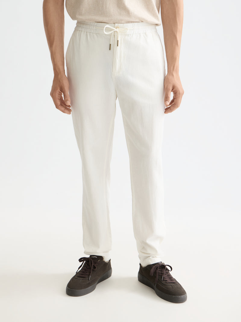 Core  Warren  Cotton/ Linen Twill Jogger - Off White