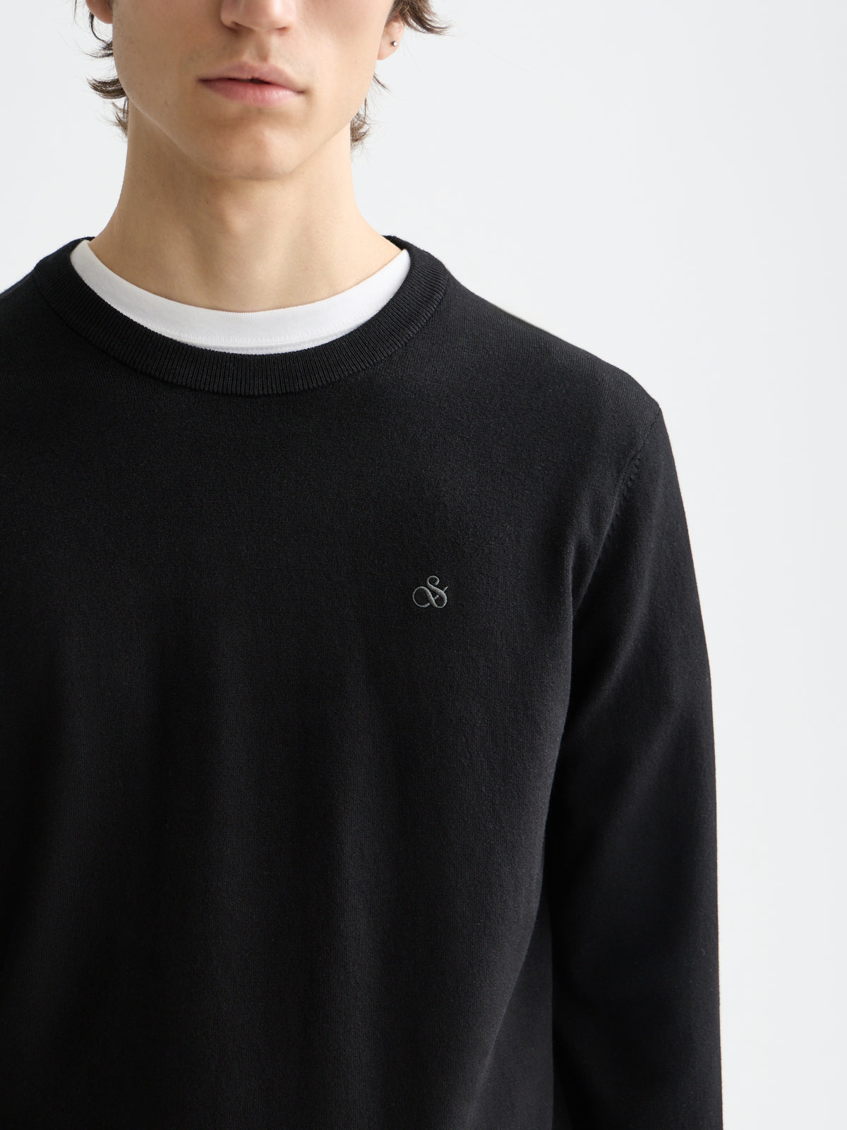 Viscose Pullover Crewneck - Black-3
