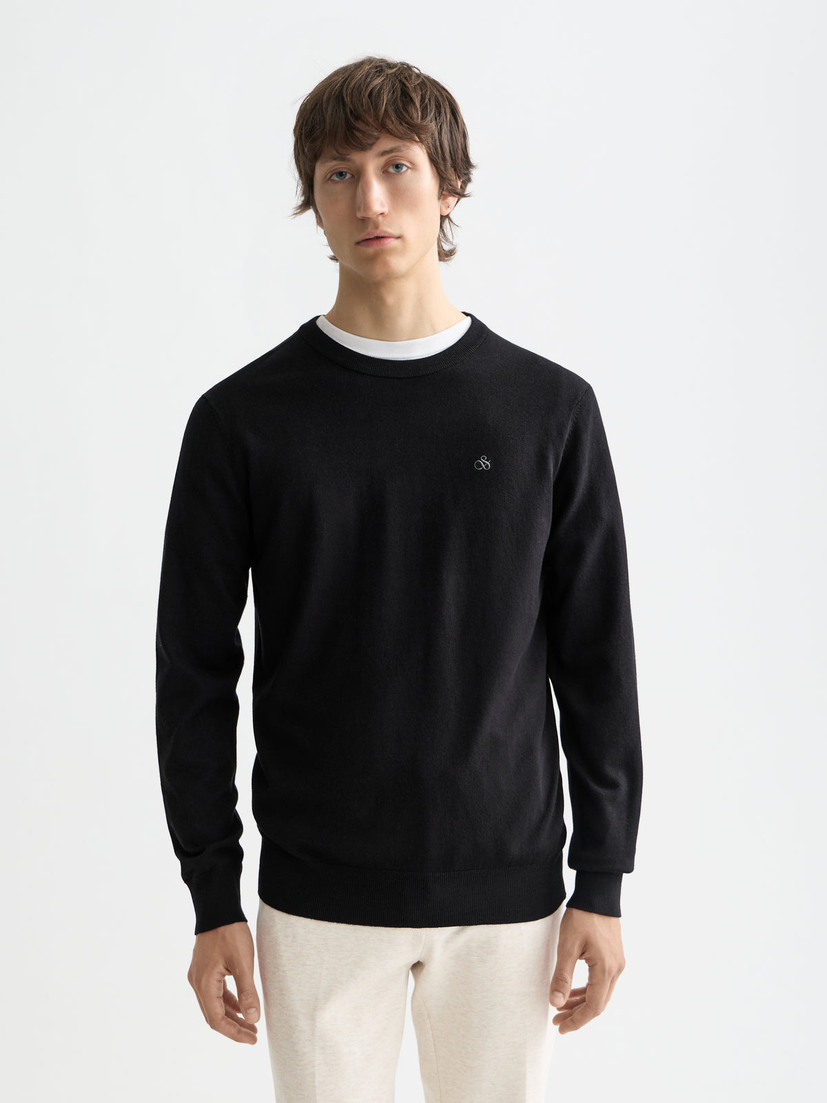 Viscose Pullover Crewneck - Black-1