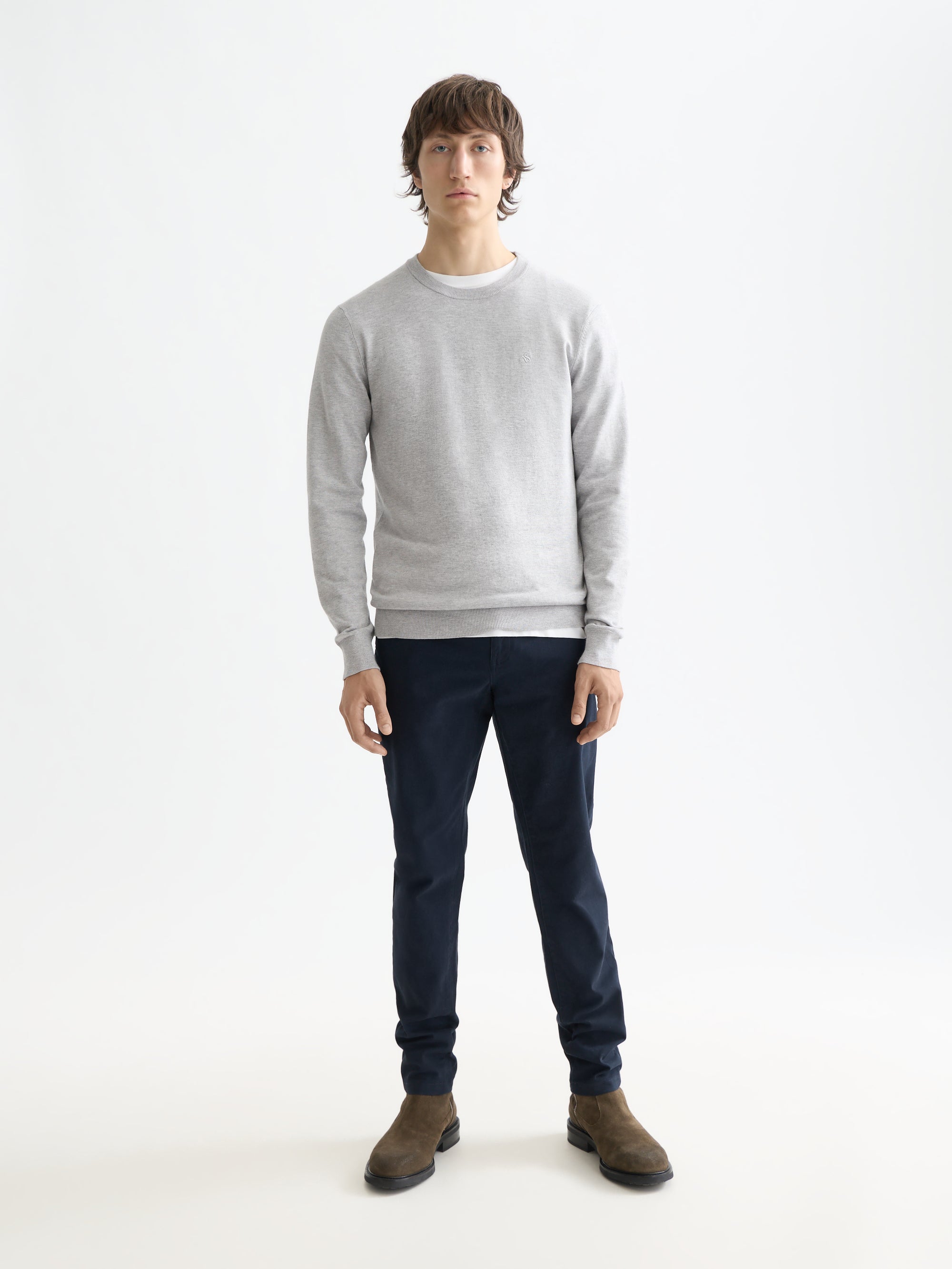 Pull ras du cou en viscose - Gris