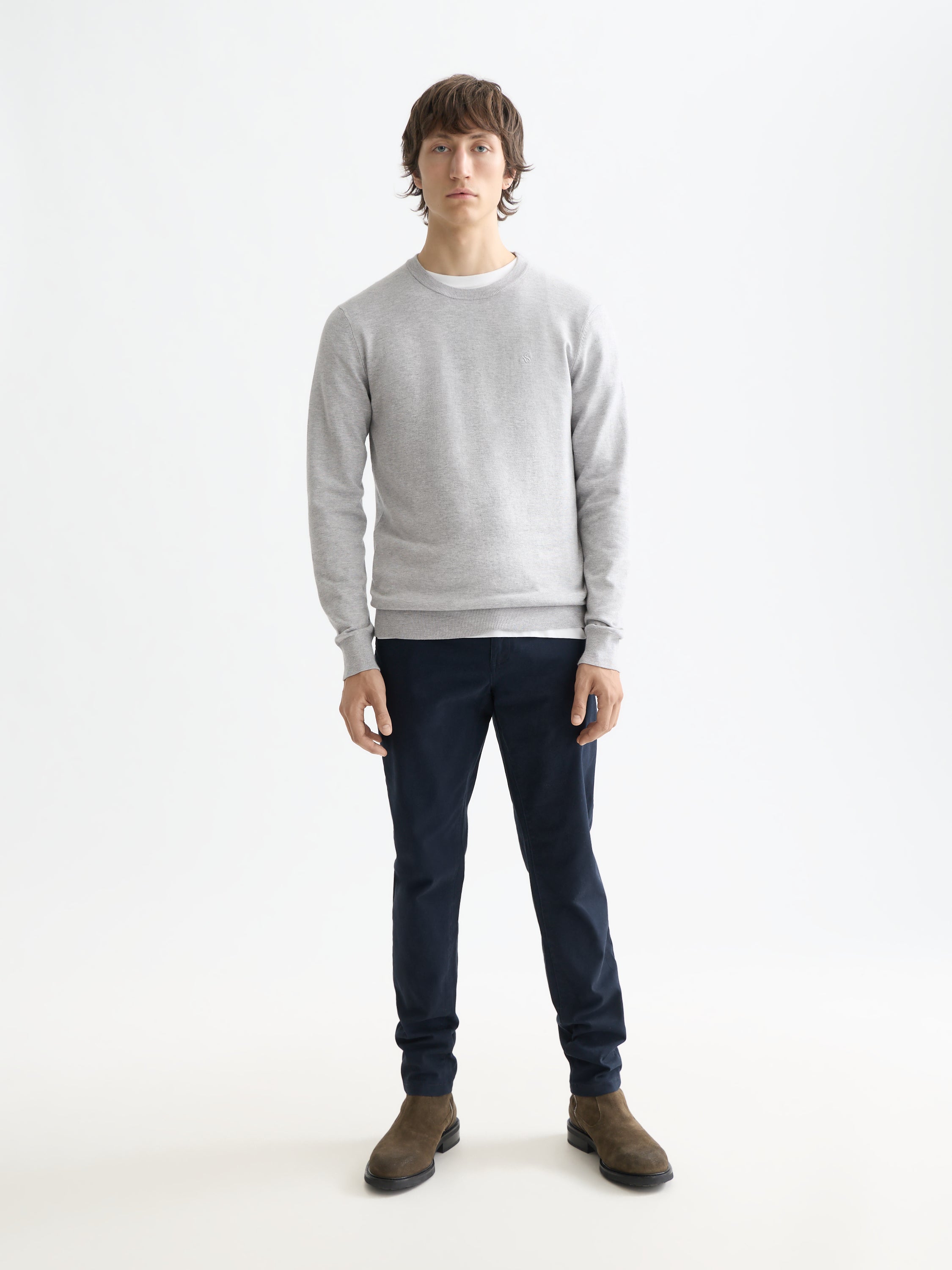 Pull ras du cou en viscose - Gris