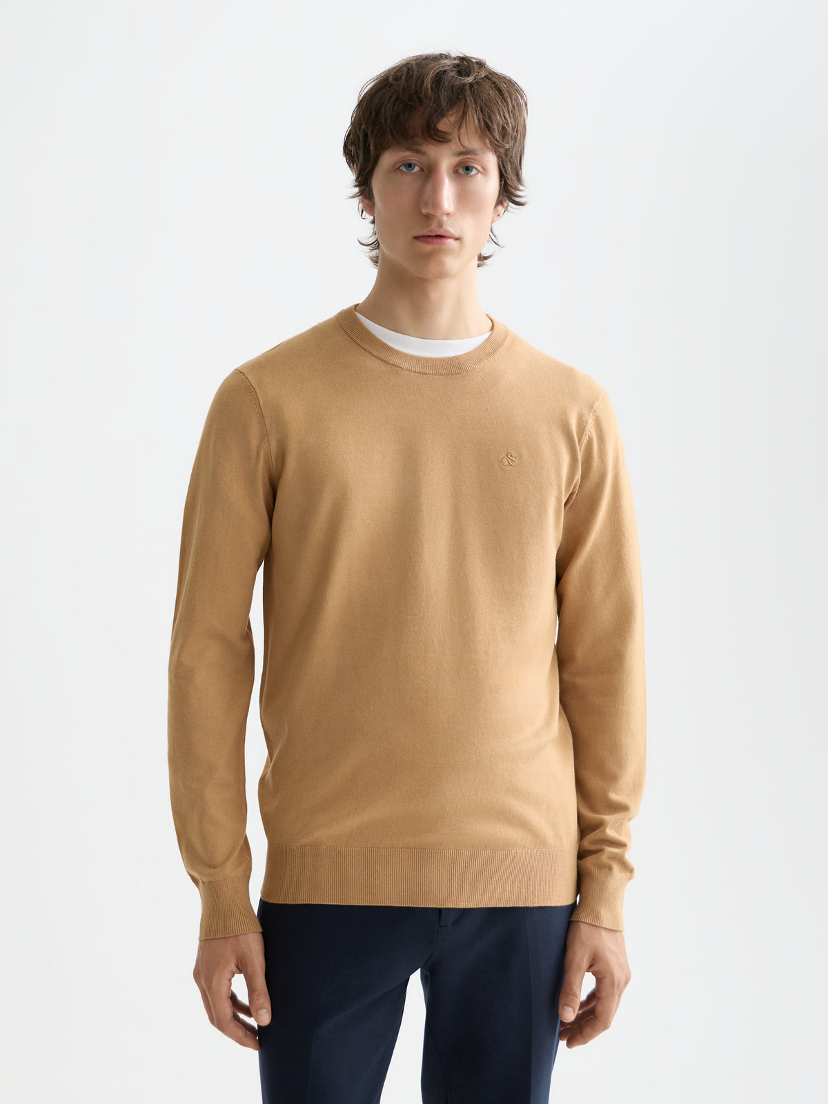 Viscose Pullover Crewneck - Light Camel-1