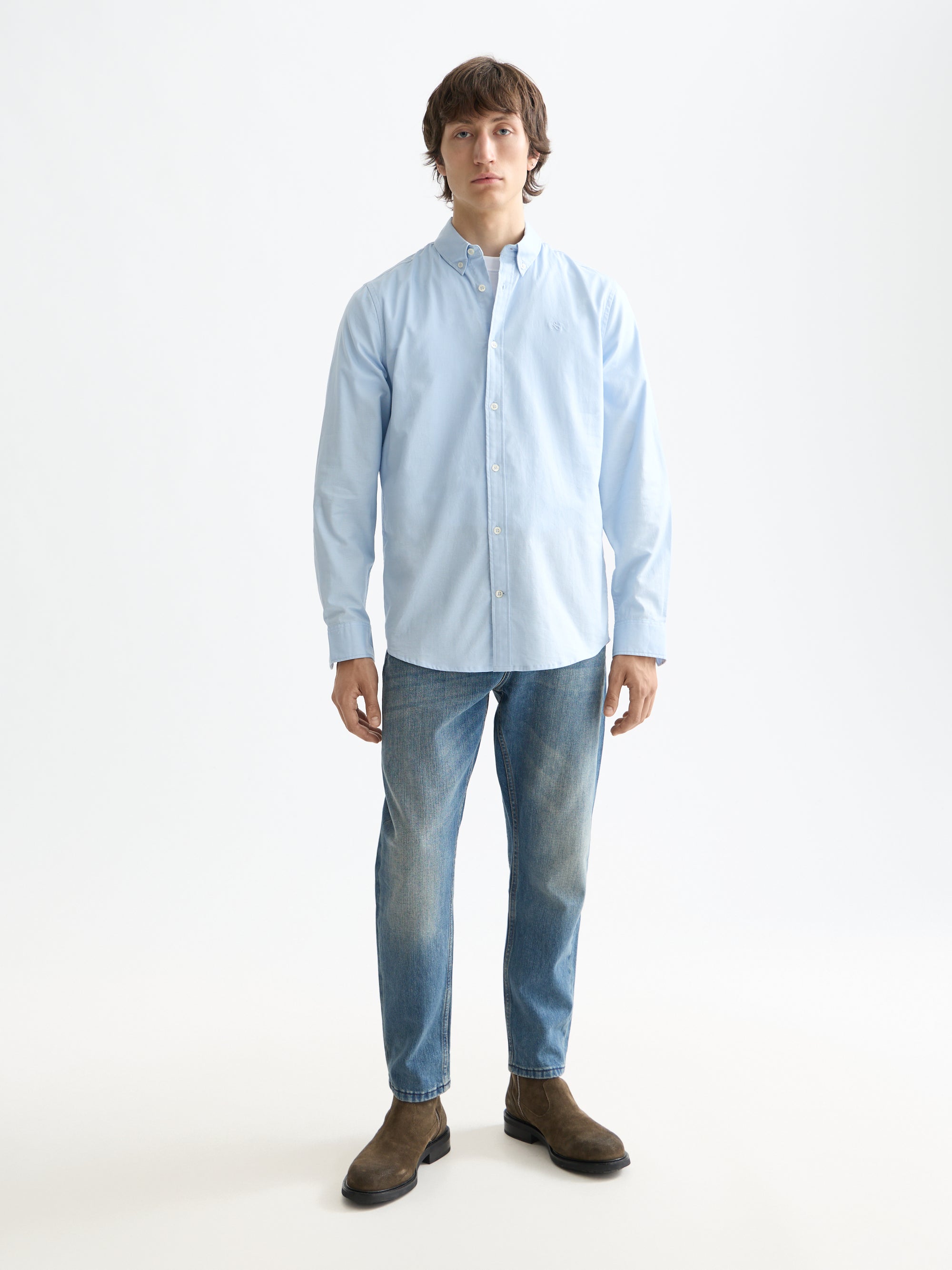 Core Oxford Solid Shirt- Blue