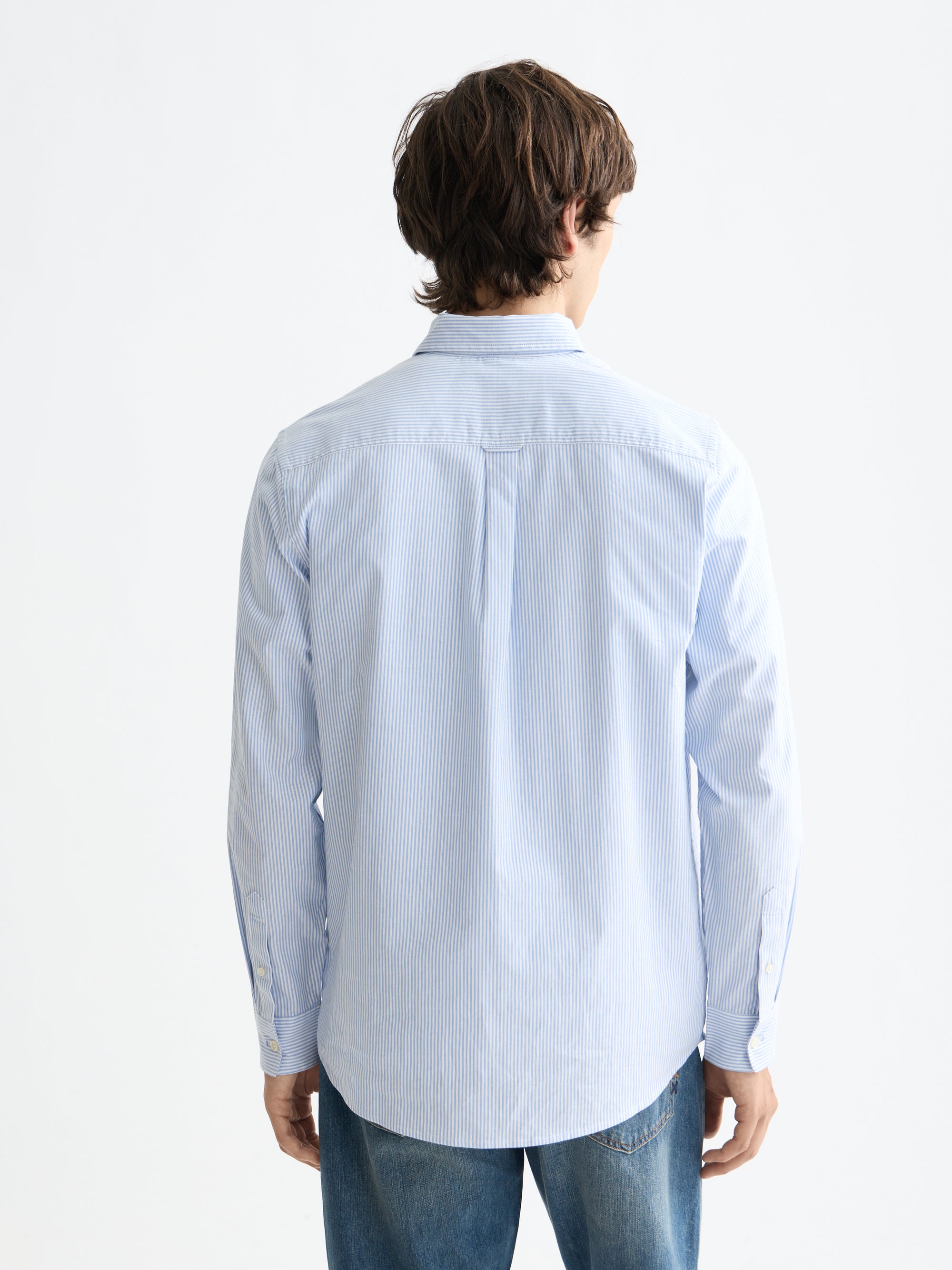 Core Oxford Solid Shirt - Blue Stripe