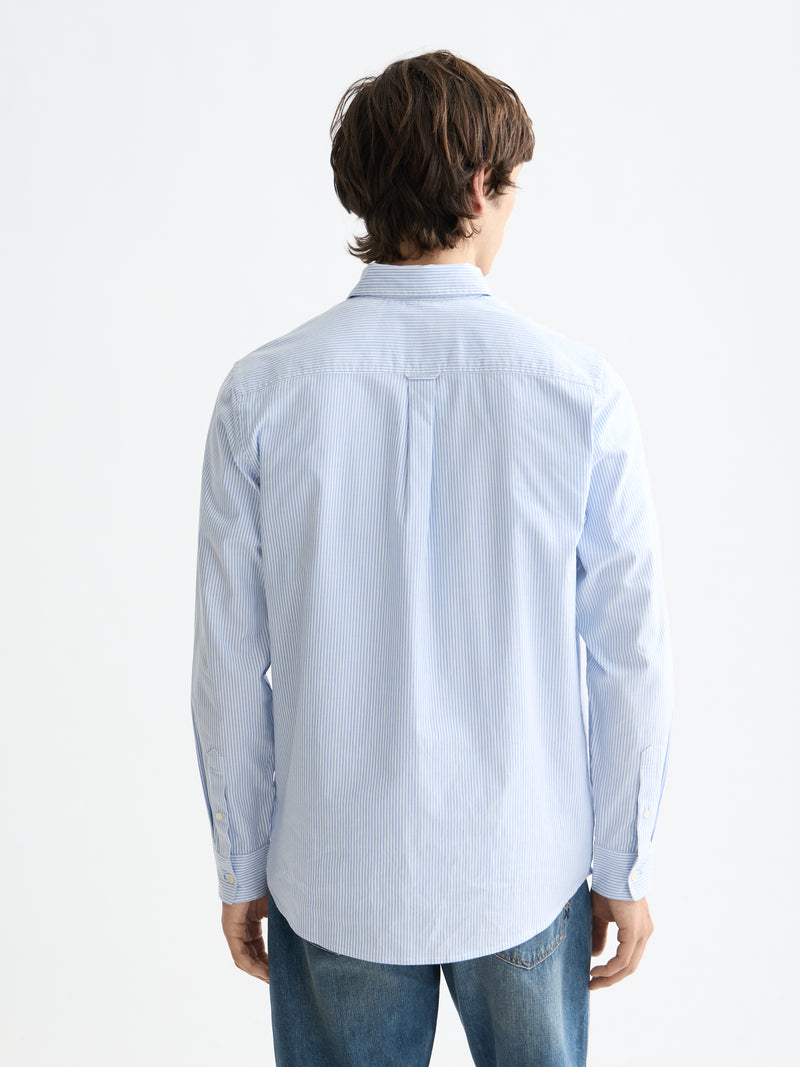 Core Oxford Solid Shirt - Blue Stripe
