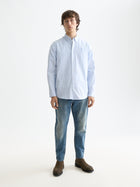 Core Oxford Solid Shirt - Blue Stripe
