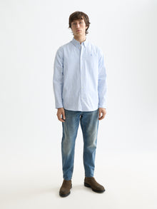Core Oxford Solid Shirt - Blue Stripe
