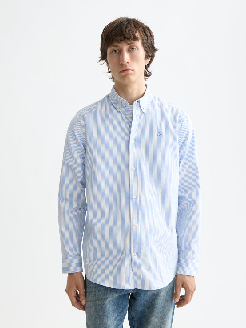 Core Oxford Solid Shirt - Blue Stripe