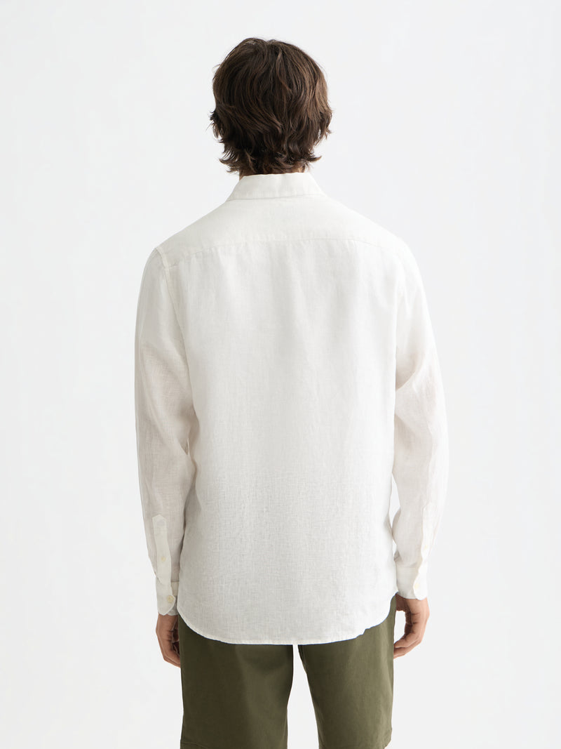 Core Linen Shirt Long Sleeve Button Down - Off White