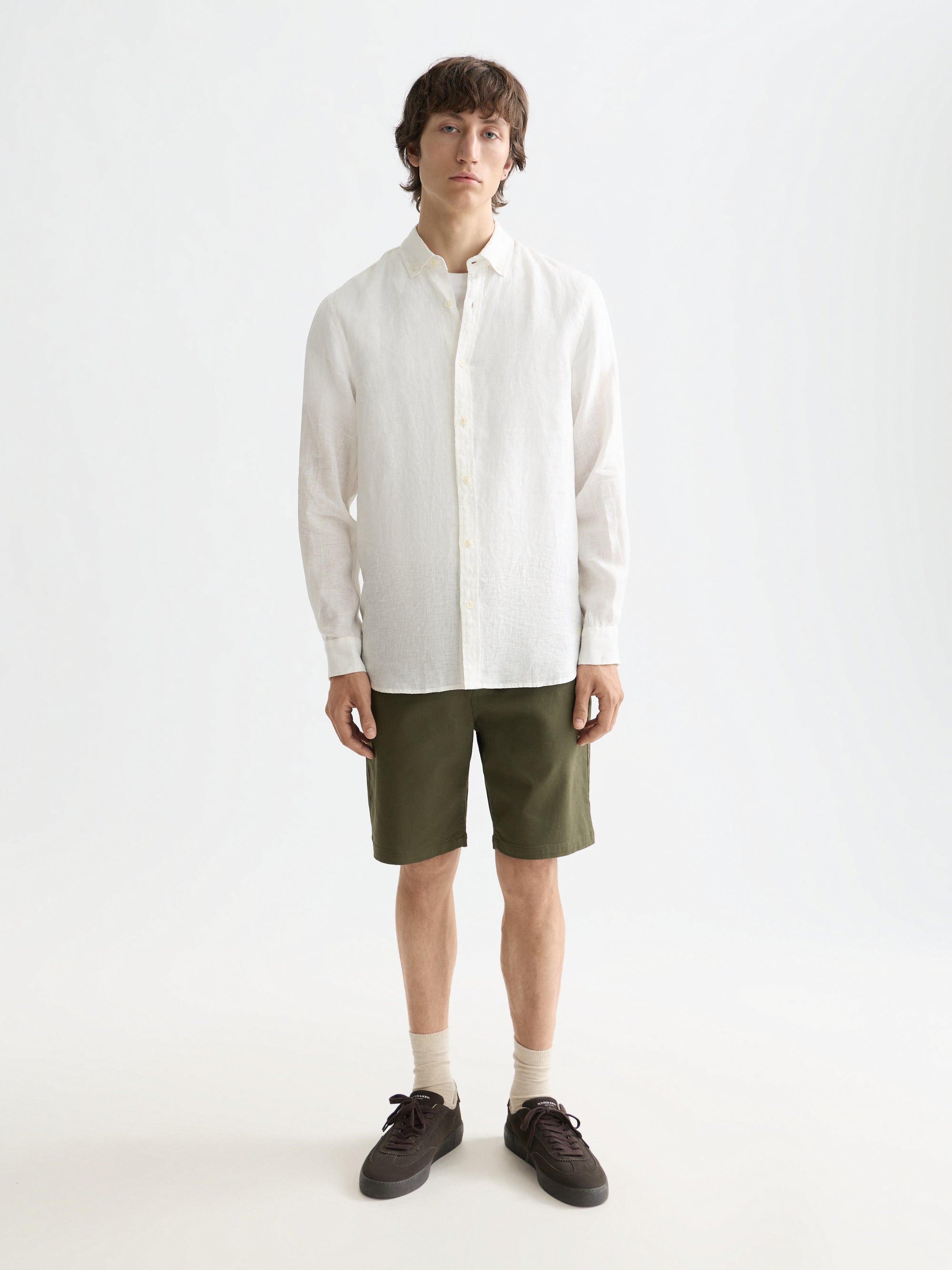 Core Linen Shirt Long Sleeve Button Down - Off White