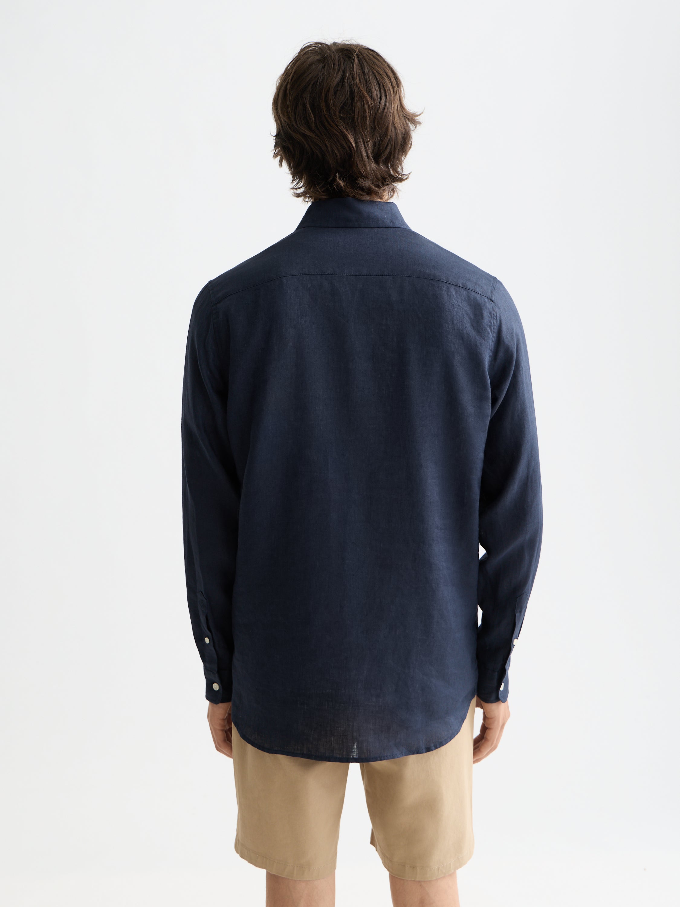 Core Linen Shirt Long Sleeve Button Down - Night