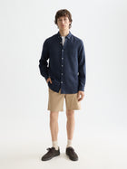 Core Linen Shirt Long Sleeve Button Down - Night