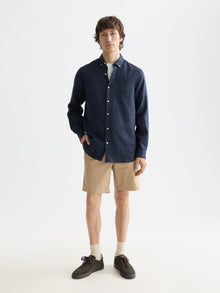 Core Linen Shirt Long Sleeve Button Down - Night