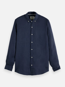 Core Linen Shirt Long Sleeve Button Down - Night