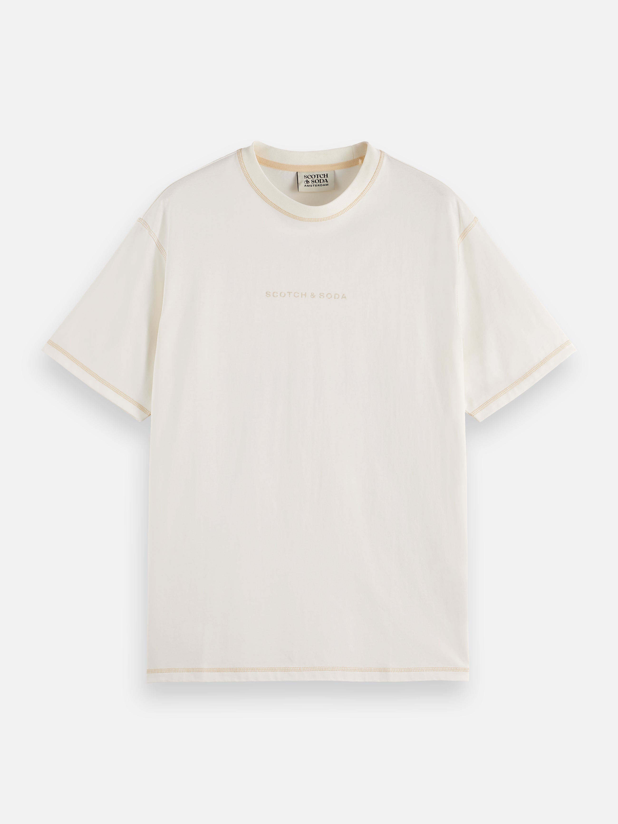 T-shirt à logo sur la poitrine - Blanc cassé