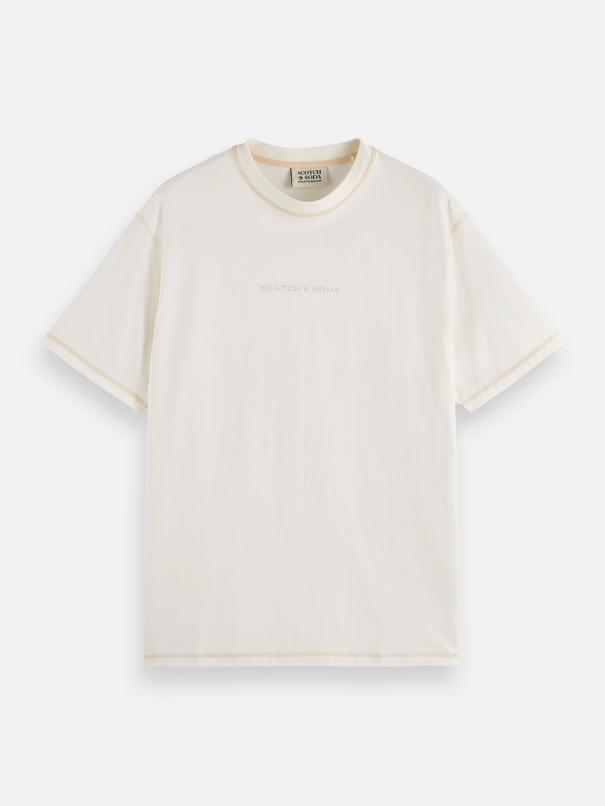 T-shirt à logo sur la poitrine - Blanc cassé-4