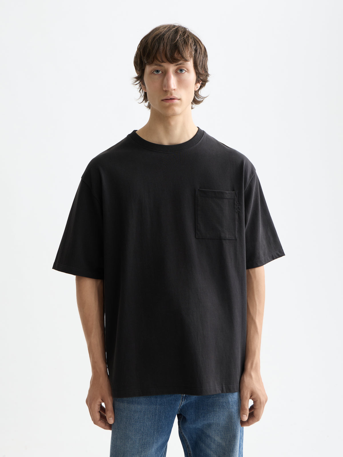 T-shirt à poche et coupe ample 3 croix - Noir-1