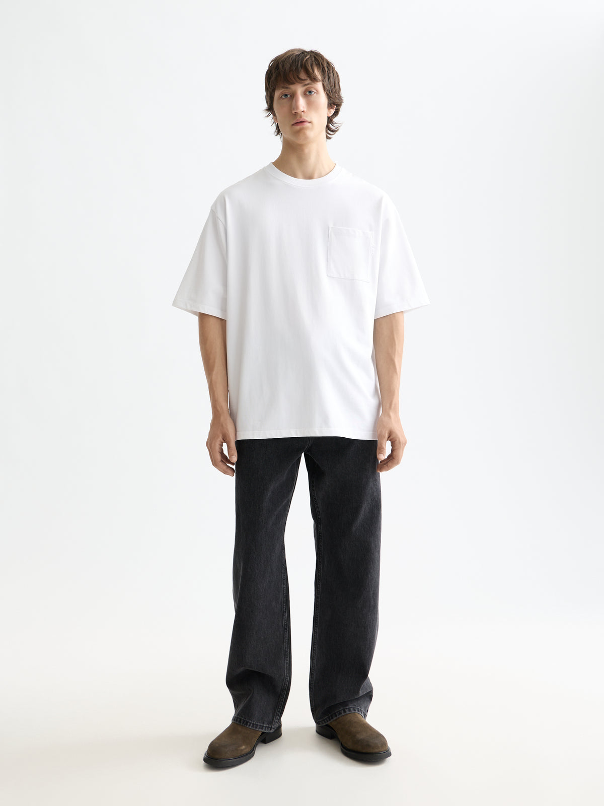 3 Crosses Loose Fit Pocket T-Shirt - White-2