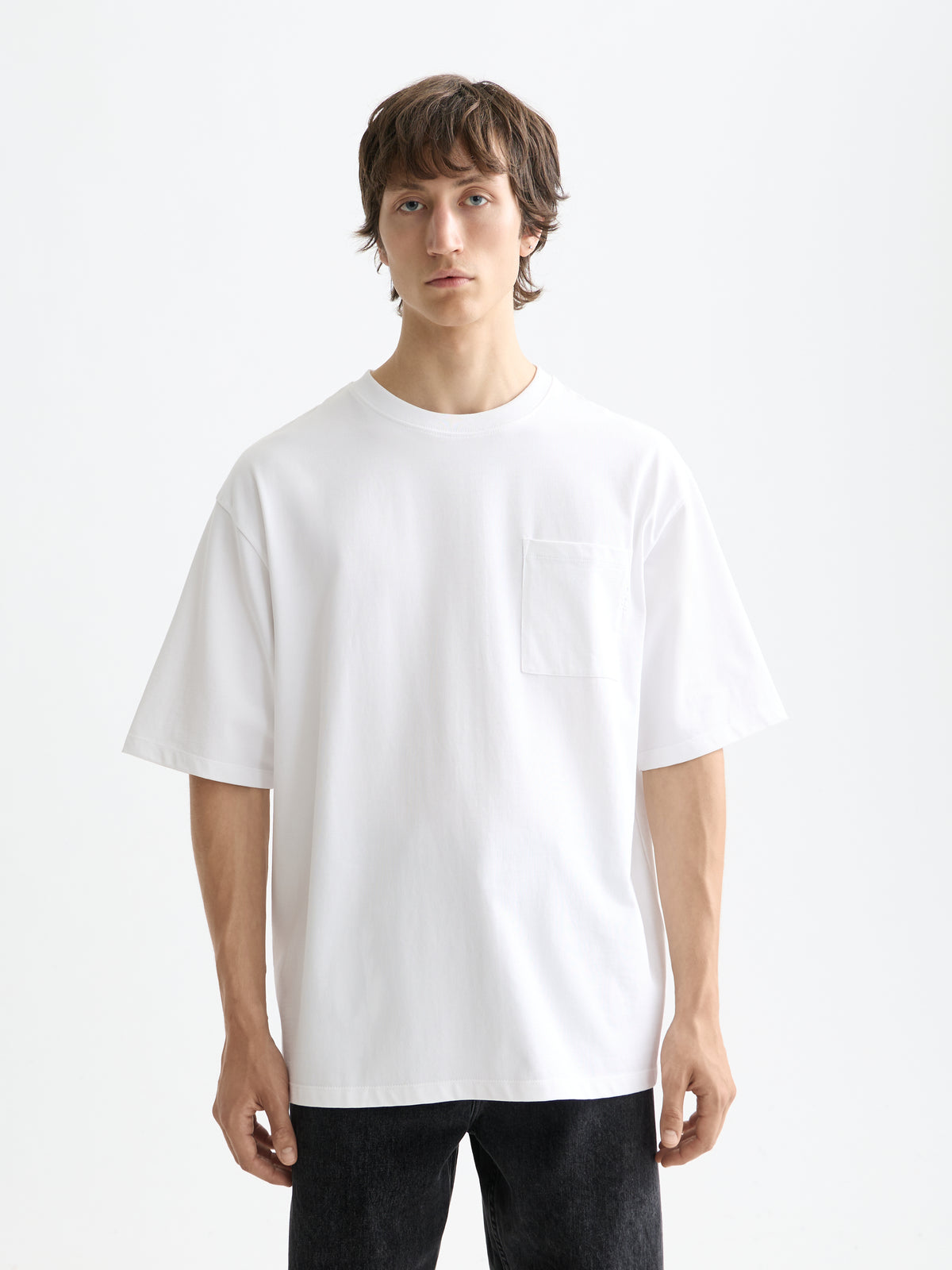 3 Crosses Loose Fit Pocket T-Shirt - White-1