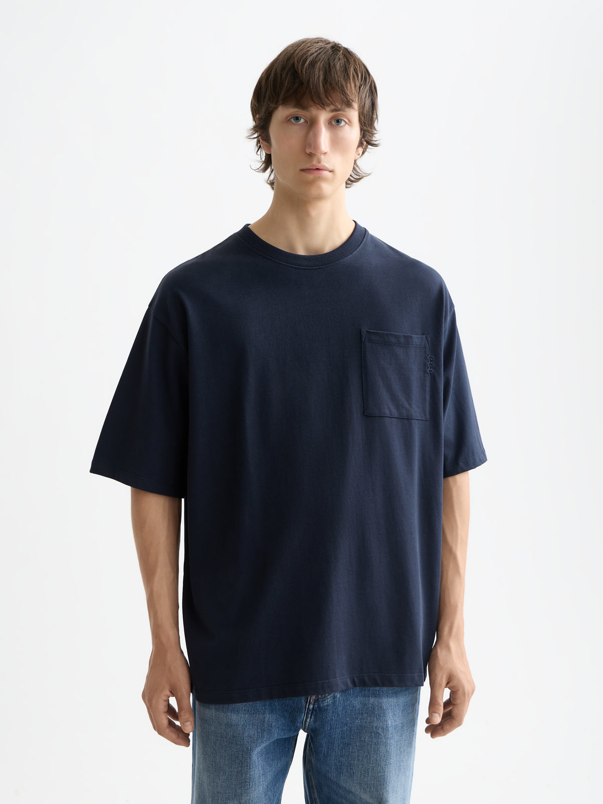 T-shirt à poche et coupe ample 3 croix - Bleu-1