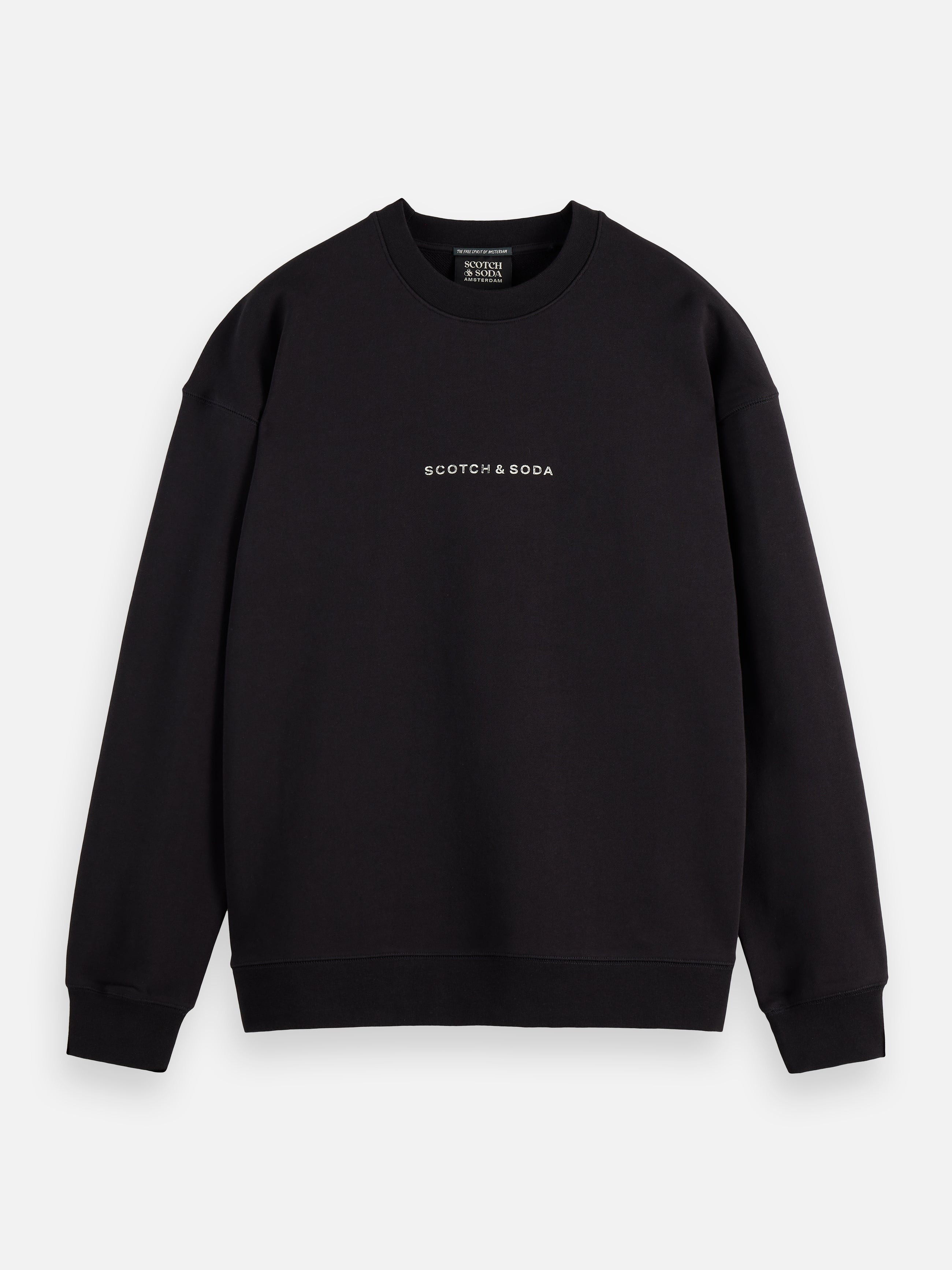 Sweat-shirt noir avec logo sur la poitrine