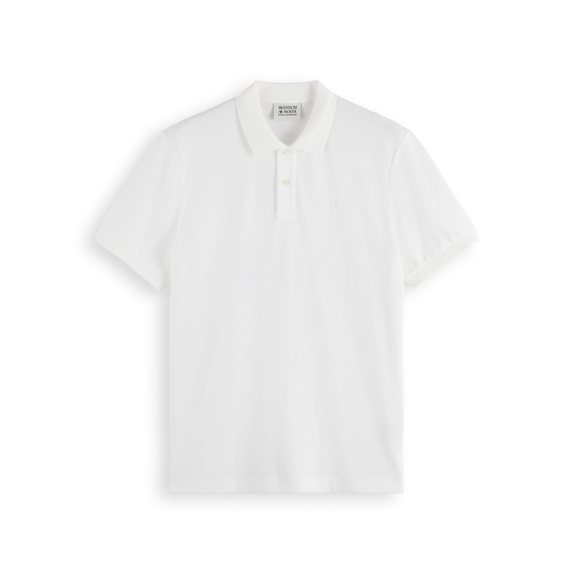 White Logo Pique Polo