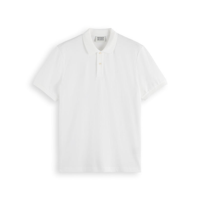 White Logo Pique Polo