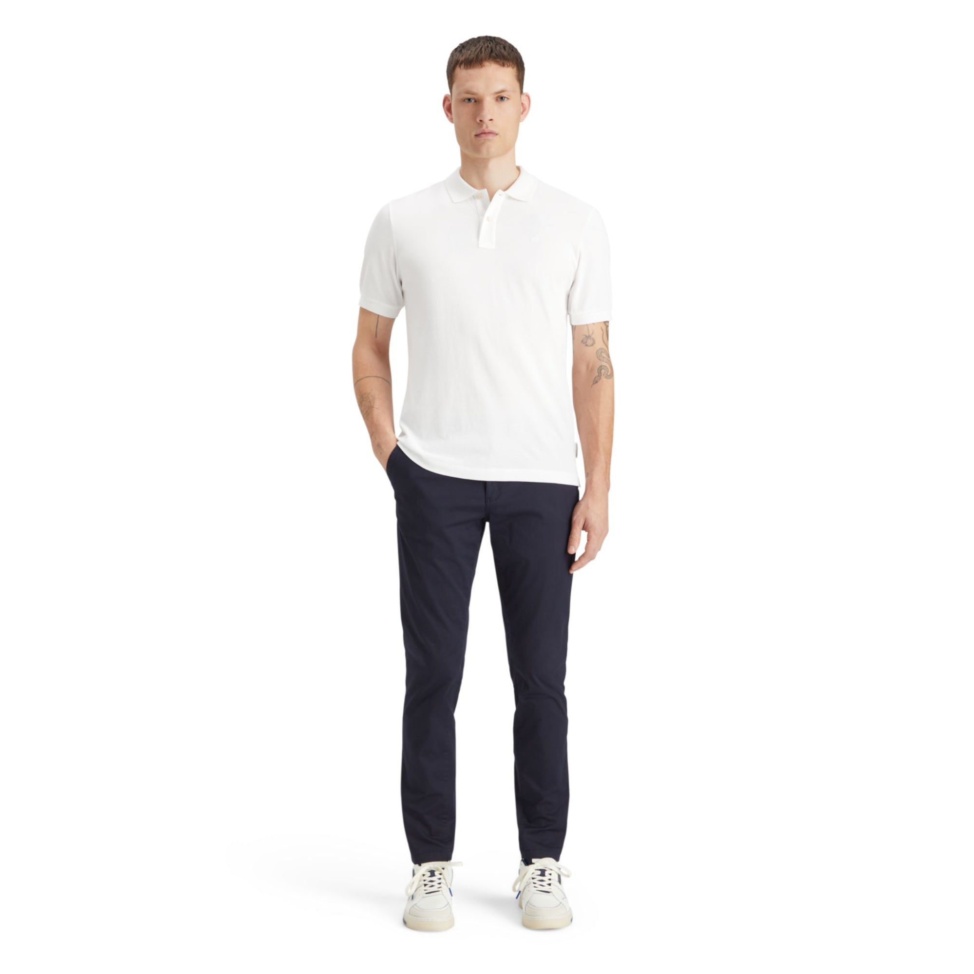 White Logo Pique Polo