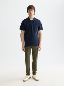 Polo piqué à logo - Bleu