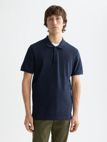 Polo piqué à logo - Bleu