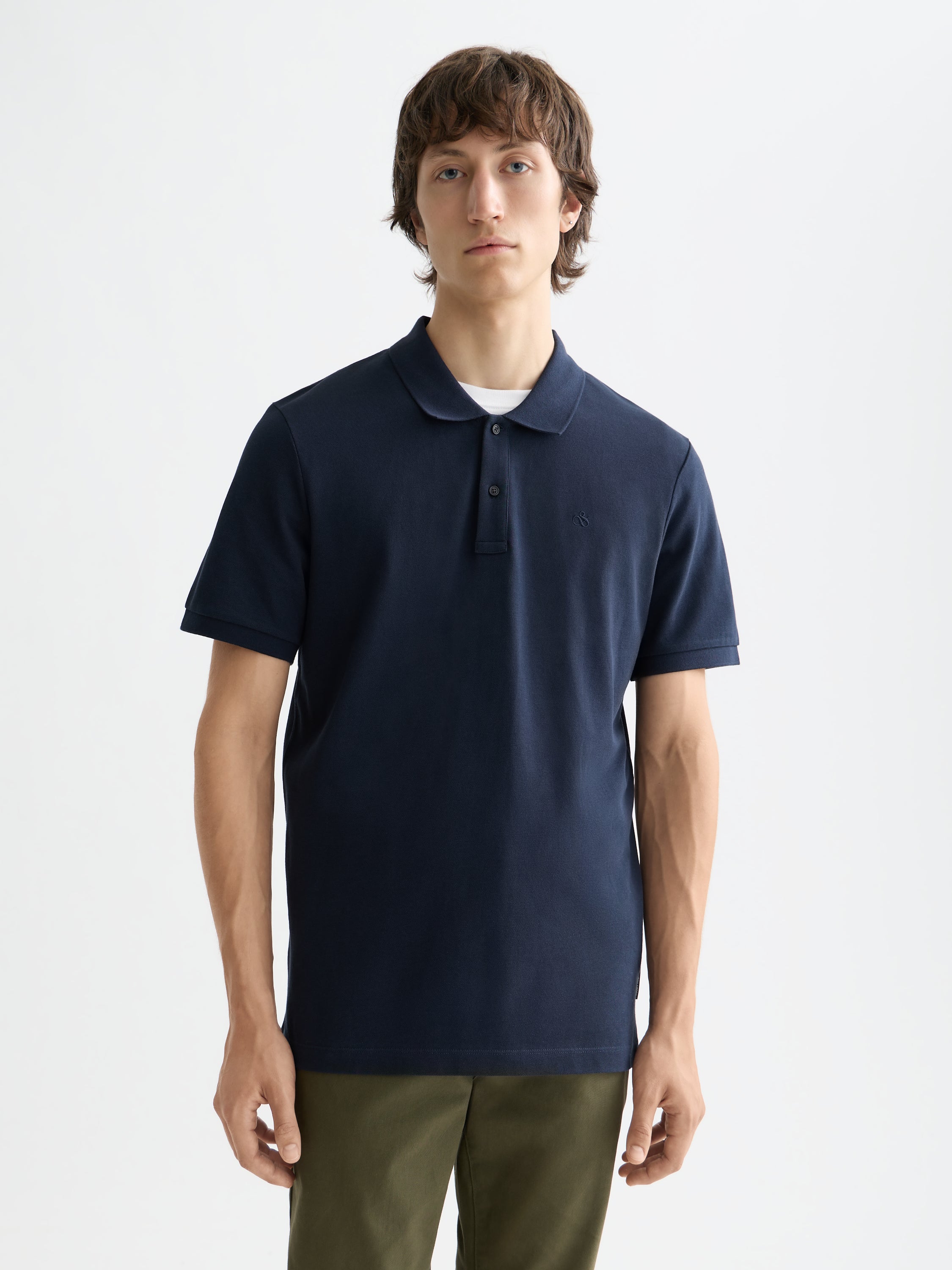 Polo piqué à logo - Bleu