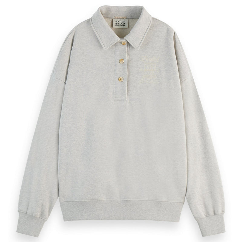 Light Grey Polo Collar Oversized Sweatshirt