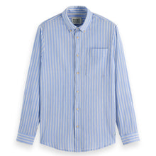 Spring Blue Stripe Regular Fit Crinkle Striped Shirt