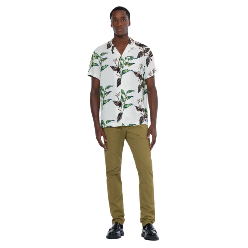 Leafs White AOP Regular Fit Short Sleeve Aop Viscose Shirt
