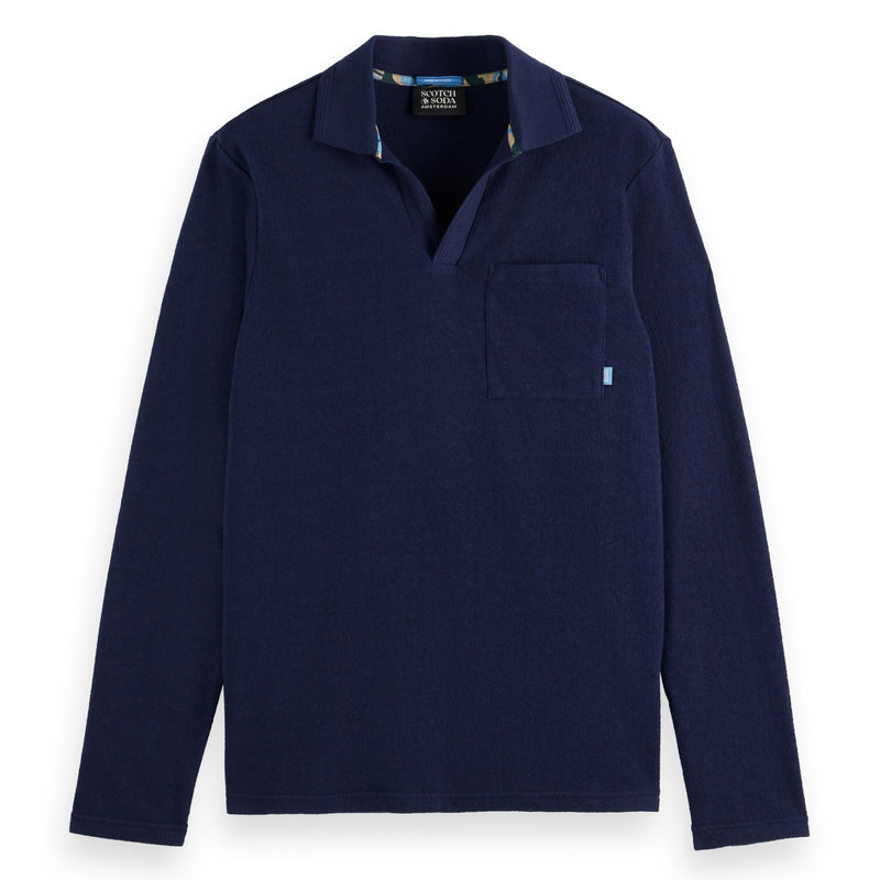 Chest Pocket Relaxed Fit Long Sleeve Polo
