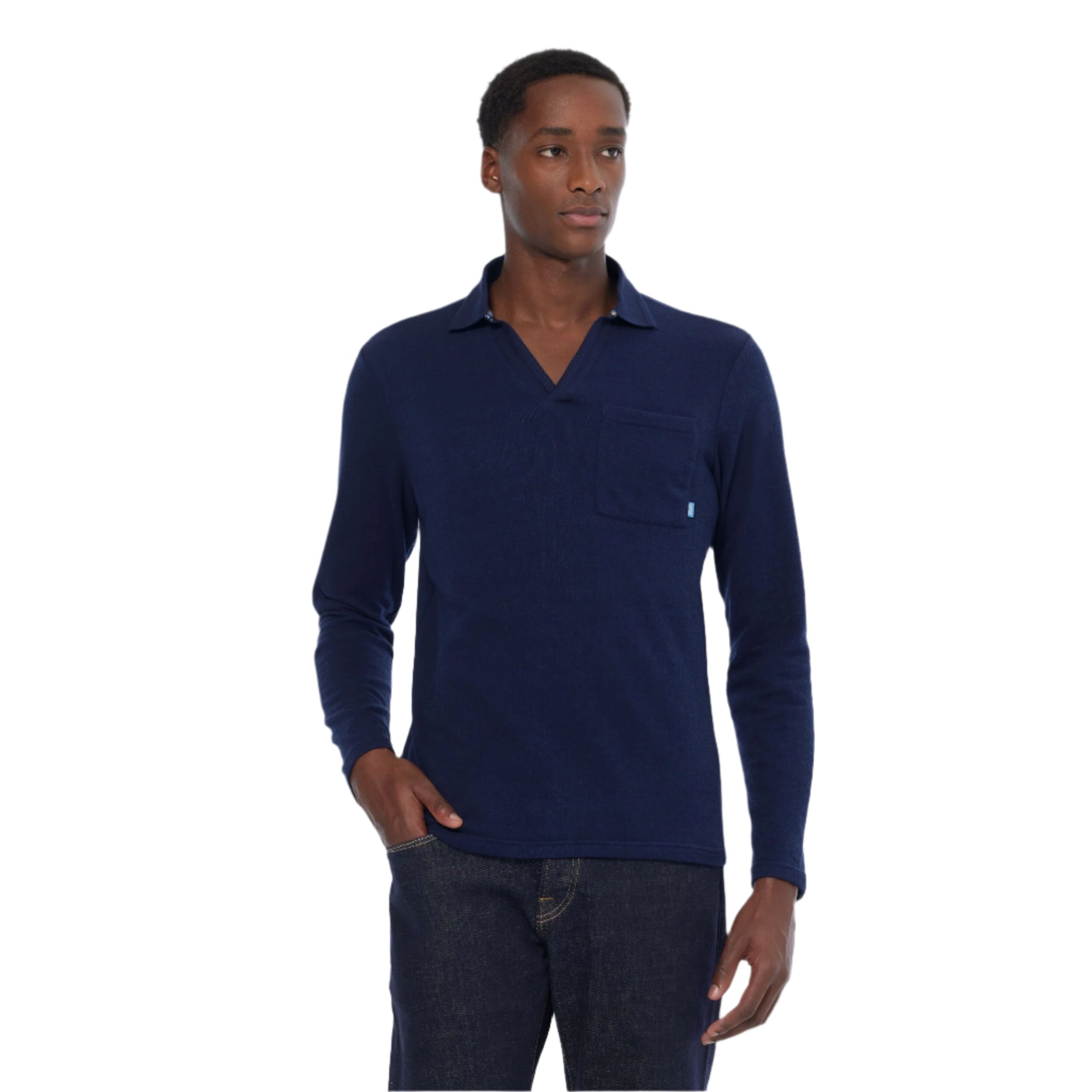 Chest Pocket Relaxed Fit Long Sleeve Polo