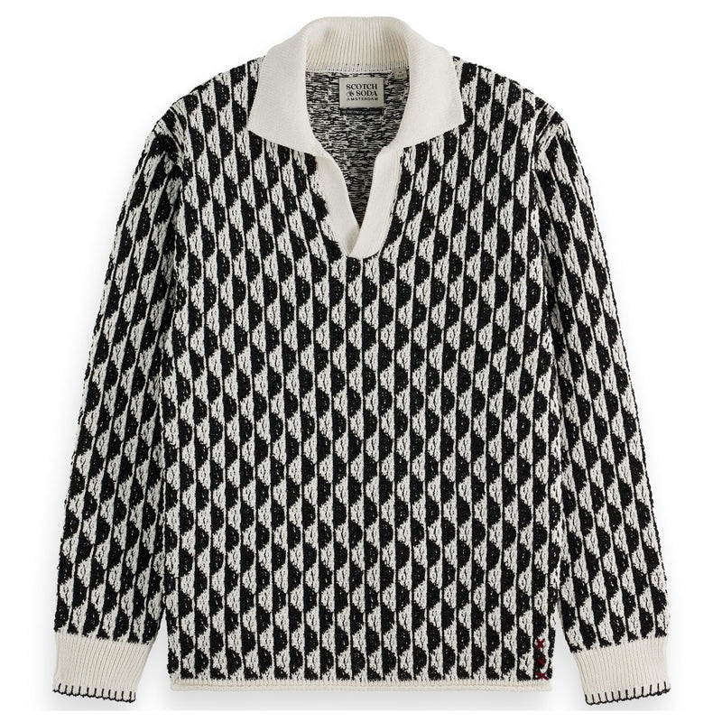 Imagine Stripe White Textured Jacquard Sweater