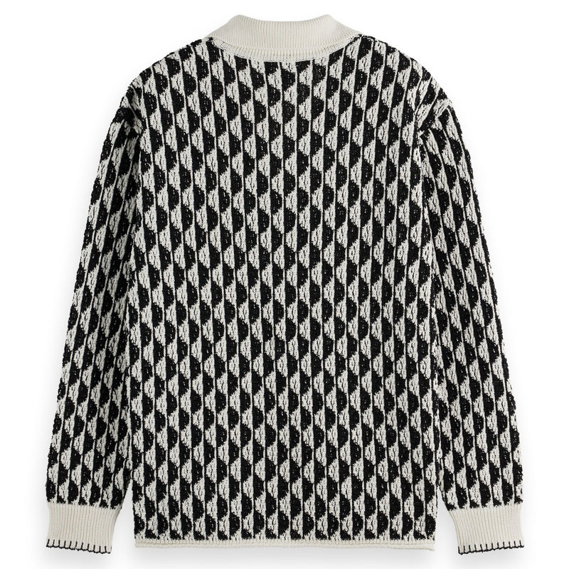 Imagine Stripe White Textured Jacquard Sweater