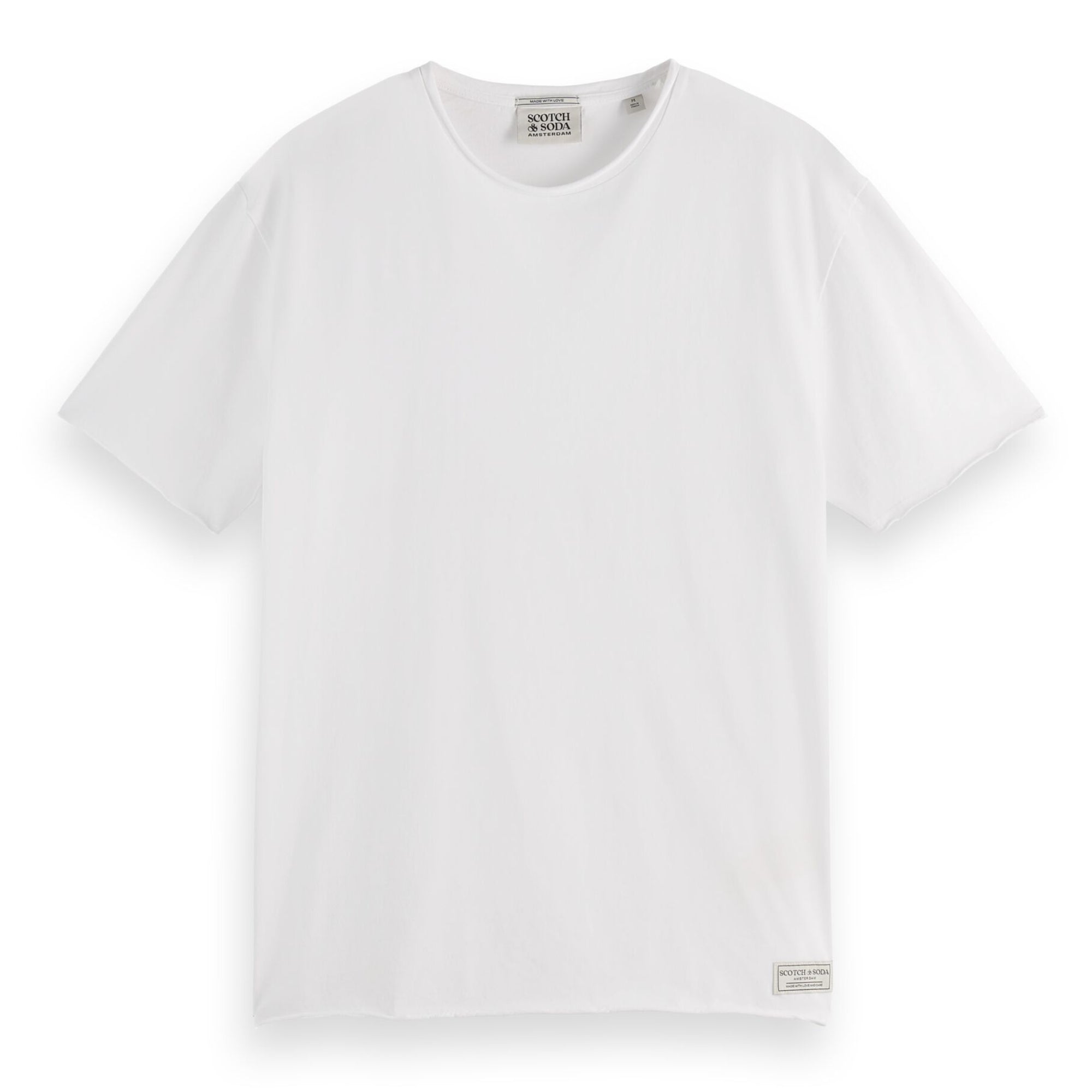 White Raw Edge Relaxed Fit T-Shirt