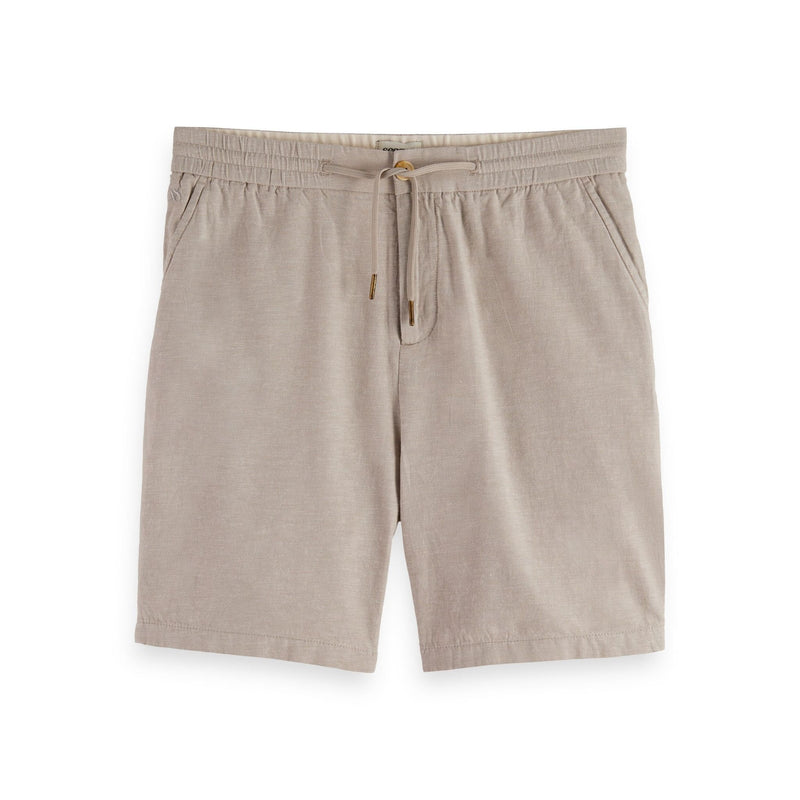 Gray Fave Cotton And Linen Twill Bermuda