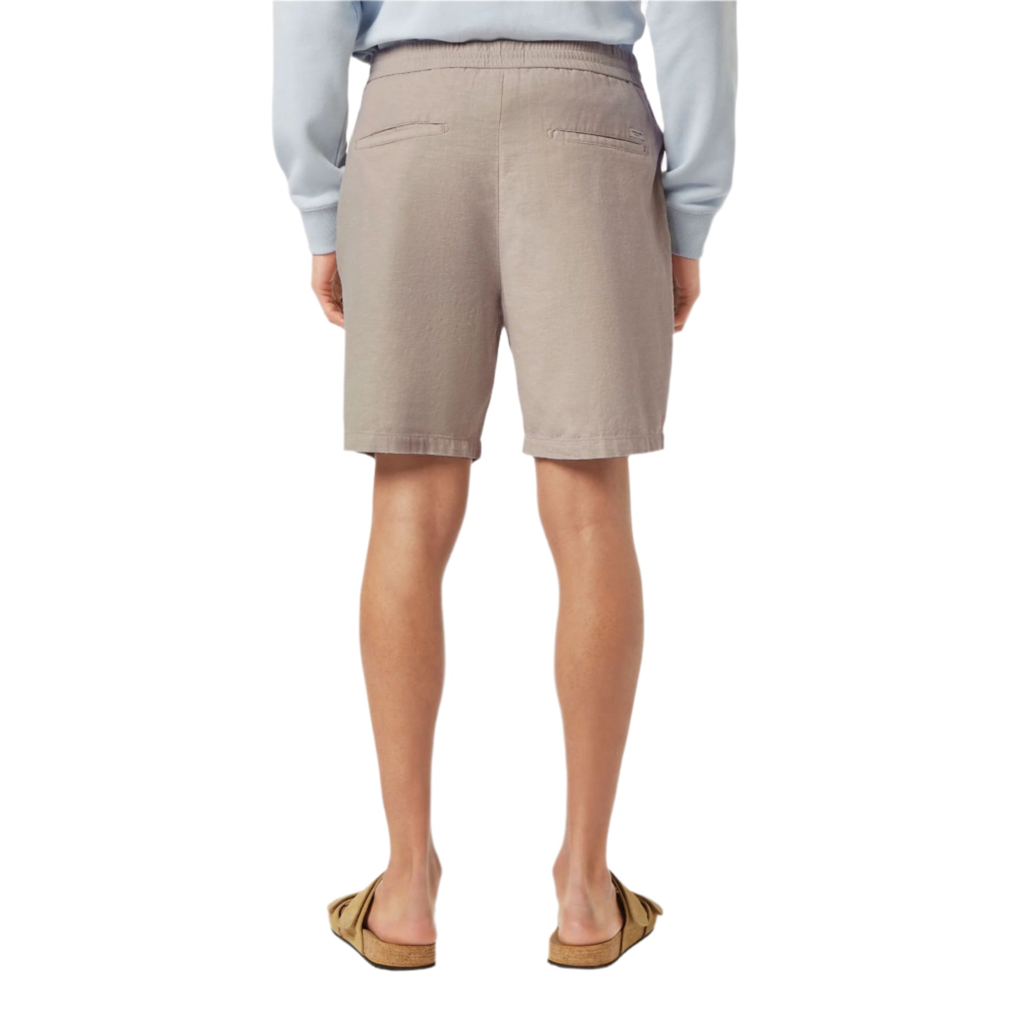 Gray Fave Cotton And Linen Twill Bermuda