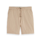 Beige Fave Cotton And Linen Twill Bermuda