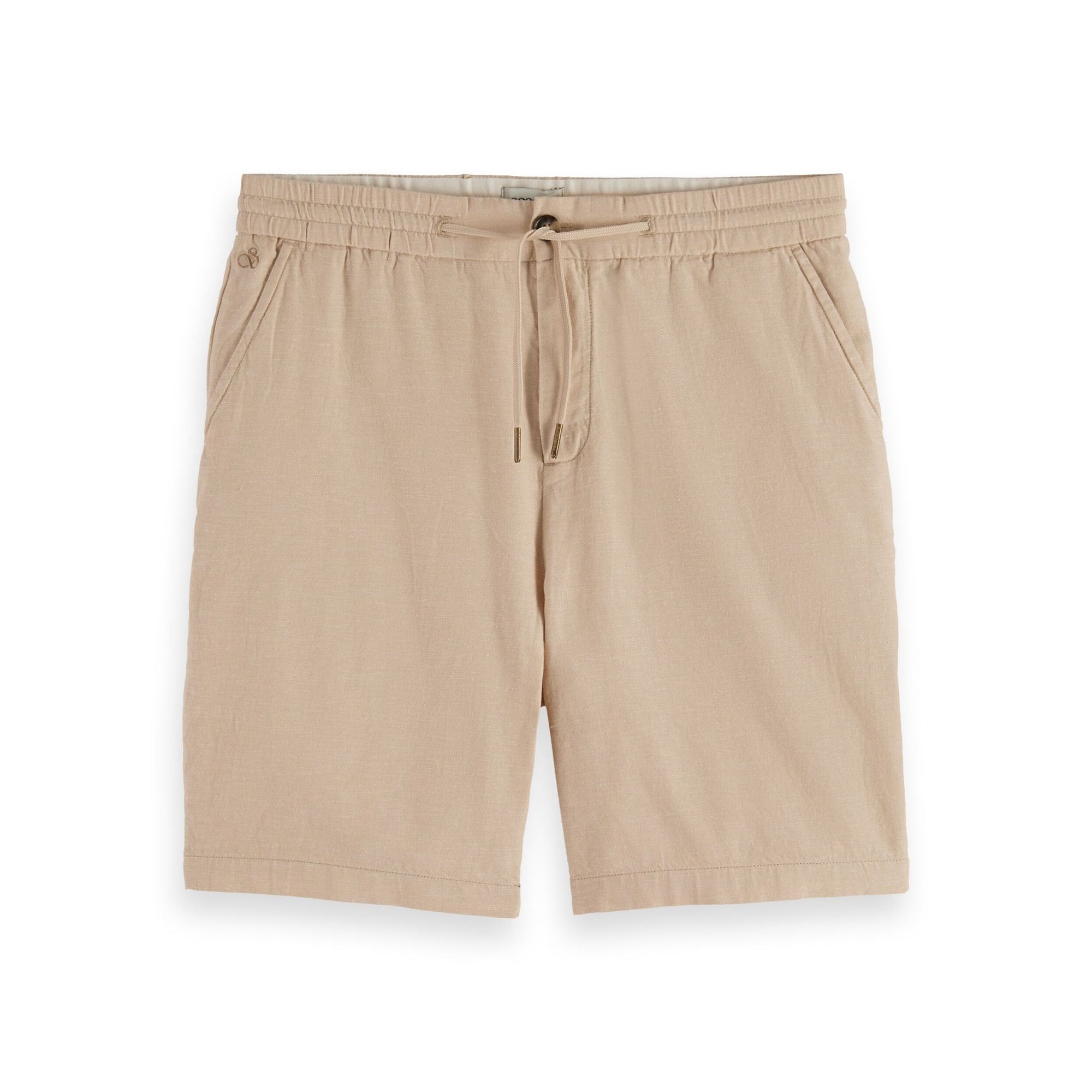 Beige Fave Cotton And Linen Twill Bermuda